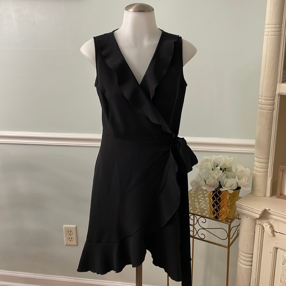 LOFT black ruffle mini dress
